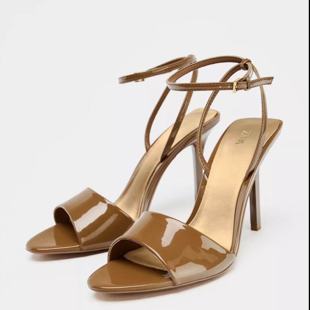 Zara Brown Patent Leather Heels
